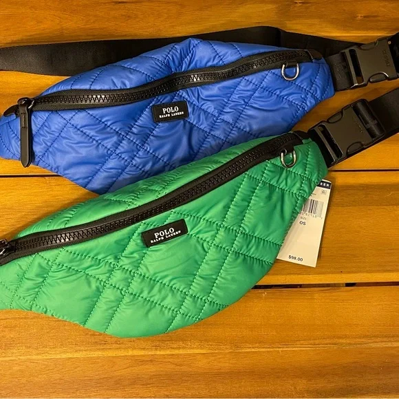 NEW 2 Polo Ralph Lauren Unisex Camden QUILTED PUFFER Fanny Pack/Crossbody - Picture 1 of 9